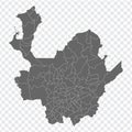 Blank map Antioquia of Colombia. High quality map Antioquia with municipalities on transparent background for your web site desig