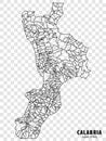 Blank map Calabria of Italy. High quality map Region Calabria with municipalities on transparent background