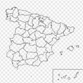 Blank map of Spain. Provinces of Spain map. High detailed gray vector map Kingdom of Spain on transparent background