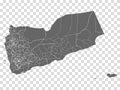 Blank map Yemen. Districts of Yemen map. High detailed vector map on transparent background