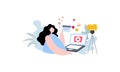 Web bloggers, vloggers, or content makers isolated illustration
