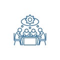 Brainstorming line icon concept. Brainstorming flat vector symbol, sign, outline illustration.
