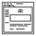 Web browser with AI chat vector Artificial Intelligence Technology icon or sign in thin line style Royalty Free Stock Photo