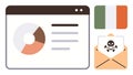 Cybersecurity Threat Represented by Malware Email and Data Visualization with National Context Royalty Free Stock Photo