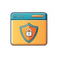 Web browser displaying security shield with padlock for internet data privacy and protection Royalty Free Stock Photo