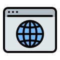 Web browser icon in flat line style representing internet browsing online navigation and website access ideal for technology web