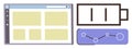 Web browser layout, battery charging indicator, and data analytics graph Royalty Free Stock Photo