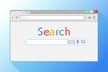 Web browser window on blue background. Search engine in Internet Explorer illustration