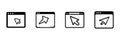 Web Browser Window With Cursor Icons In Hand Drawn Style Set. Internet Navigation, User Interface, Digital Interaction Royalty Free Stock Photo