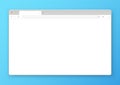 Web browser window design on a blue background. Vector frame of a website template with a shadow. Royalty Free Stock Photo