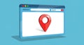 Web browser window with red location pin icon for map navigation Royalty Free Stock Photo