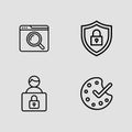 Web Browsing and Secure Online Communication Icons outline icon set. secure browsing internet communication outline icons Royalty Free Stock Photo