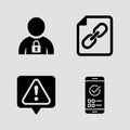 Web Browsing and Secure Online Communication Icons solid icon set. secure browsing internet communication solid icons Royalty Free Stock Photo