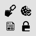 Web Browsing and Secure Online Communication Icons solid icon set. web security safe online access solid icons Royalty Free Stock Photo