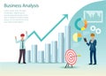 Businessmen analysing business, feeling happy with virtual growth graph charts.