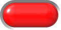 Web button 3d - red glossy realistic with metal frame, easy to expand Royalty Free Stock Photo
