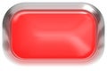 Web button 3d - red glossy realistic with metal frame, easy to expand Royalty Free Stock Photo