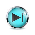 Web button Play Pause. Blue glass 3d icon with metal frame Royalty Free Stock Photo