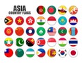 Web buttons with asia country flags, flat Royalty Free Stock Photo