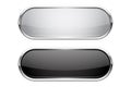 Web buttons. Black and white shiny oval icons with chrome frame Royalty Free Stock Photo