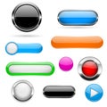 Web buttons. Colored set of icons with and without metal frame Royalty Free Stock Photo