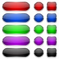 Web buttons. Colored shiny icons with chrome frame Royalty Free Stock Photo