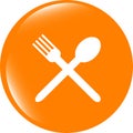 Web buttons food icon. spoon and fork restaurant banner