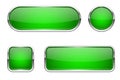 Web buttons. Green shiny icons with chrome frame Royalty Free Stock Photo