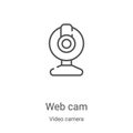 web cam icon vector from video camera collection. Thin line web cam outline icon vector illustration. Linear symbol for use on web Royalty Free Stock Photo