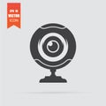 Web camera icon in flat style isolated on grey background Royalty Free Stock Photo