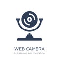 Web camera icon. Trendy flat vector Web camera icon on white background from E-learning and education collection Royalty Free Stock Photo