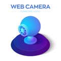 Web camera. Webcamera 3D isometric icon. Internet video call, webcam conference, online consultation, e-learning, distance Royalty Free Stock Photo