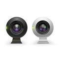 Web cameras white and black realistic set. Computer webcams. Modern technology. Royalty Free Stock Photo