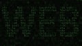 WEB caption on the computer screen made of text and numeric symbols. 3D rendering