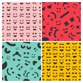 Seamless patterm with cartoon faces with emotions Royalty Free Stock Photo