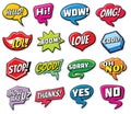 Web chat vector stickers templates. Internet words speech bubbles isolated Royalty Free Stock Photo