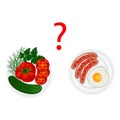 Choice between vegan diet or meat diet? Royalty Free Stock Photo