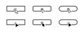 Click mouse cursor on blank button. Set of template web buttons and cursor. Pointer for touch. Royalty Free Stock Photo