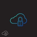 Web cloud icon, protection concept with lock Royalty Free Stock Photo