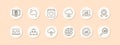 Web and cloud set icon. Global, cloud, network, data analysis, SEO, coding. Internet, technology concept. Vector line icons on Royalty Free Stock Photo
