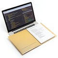 Web Coding with Folder Isolated on White Background