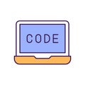 Web Coding Outline with Colors Fill Vector Icon that can easily edit or modify. Royalty Free Stock Photo