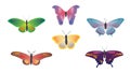 Collection set of colorful butterflies. Hand drawn isolated vector illustration Royalty Free Stock Photo