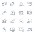 Web commerce line icons collection. E-commerce, Online shopping, Cart, Checkout, Digital marketing, Cybersecurity