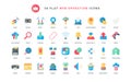 Web communication trendy flat icons set, router and high speed internet for data exchange