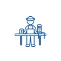 Computer service,pc specialist,enigneer line icon concept. Computer service,pc specialist,enigneer flat vector symbol Royalty Free Stock Photo