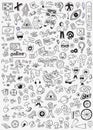 Internet technology doodle set , pencil drawings, cartoons Royalty Free Stock Photo