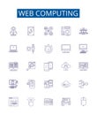 Web computing line icons signs set. Design collection of web, computing, technology, internet, software, development