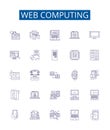 Web computing line icons signs set. Design collection of web, computing, technology, internet, software, development Royalty Free Stock Photo