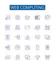 Web computing line icons signs set. Design collection of web, computing, technology, internet, software, development Royalty Free Stock Photo